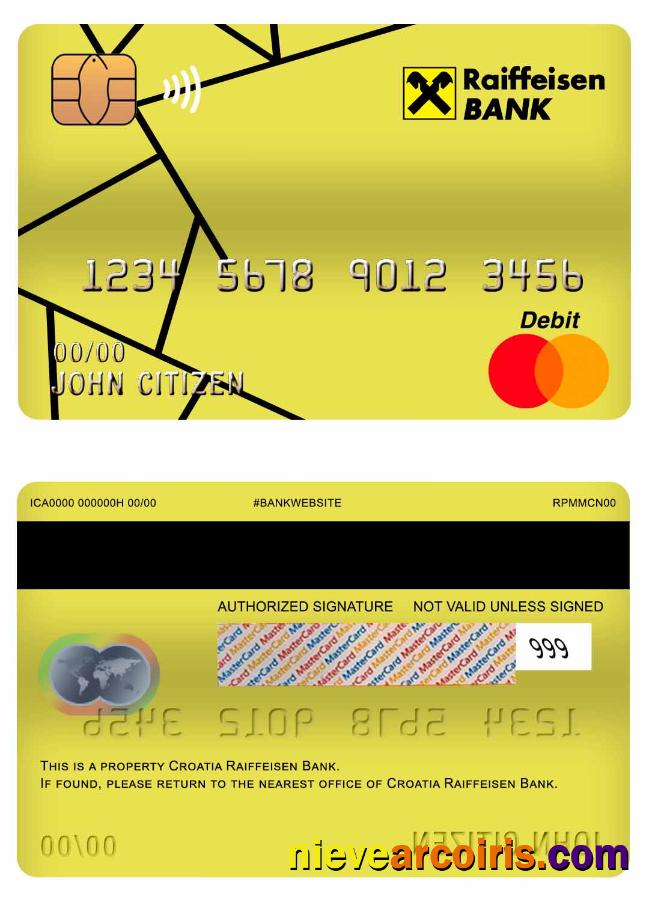 Croatia Raiffeisen bank master debit card